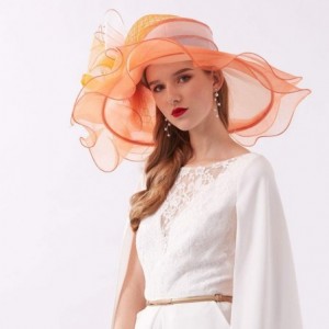 Sun Hats Women's Organza Kentucky Derby Tea Party Hat - Design 5 - Orange - CU18T5GY992 $9.42