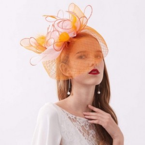 Sun Hats Women's Organza Kentucky Derby Tea Party Hat - Design 5 - Orange - CU18T5GY992 $9.42