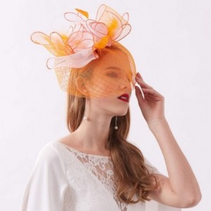 Sun Hats Women's Organza Kentucky Derby Tea Party Hat - Design 5 - Orange - CU18T5GY992 $9.42