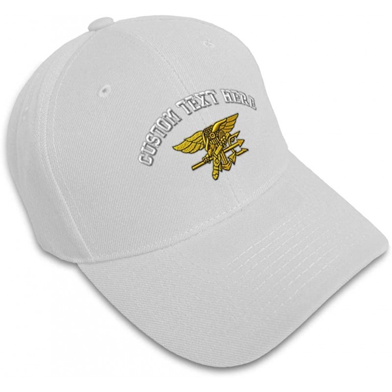 Baseball Caps Custom Baseball Cap U.S. Navy Seal Embroidery Acrylic Dad Hats for Men & Women - White - CT18SG3NQXG $10.06