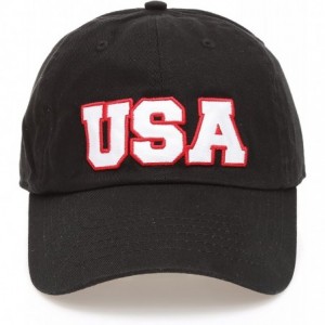 Baseball Caps USA American Flag Embroidered 100% Cotton Adjustable Strap Baseball Cap Hat - Usa - Black - CZ18C2N5CN0 $20.83
