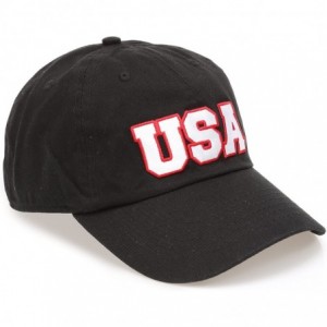 Baseball Caps USA American Flag Embroidered 100% Cotton Adjustable Strap Baseball Cap Hat - Usa - Black - CZ18C2N5CN0 $12.66