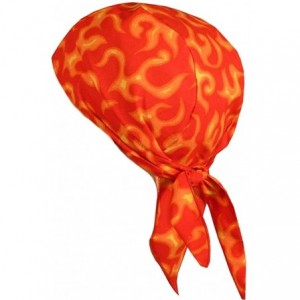 Skullies & Beanies Skull Cap Biker Caps Headwraps Doo Rags - Liquid Orange Flames on Red - C012ELHOX9N $24.82