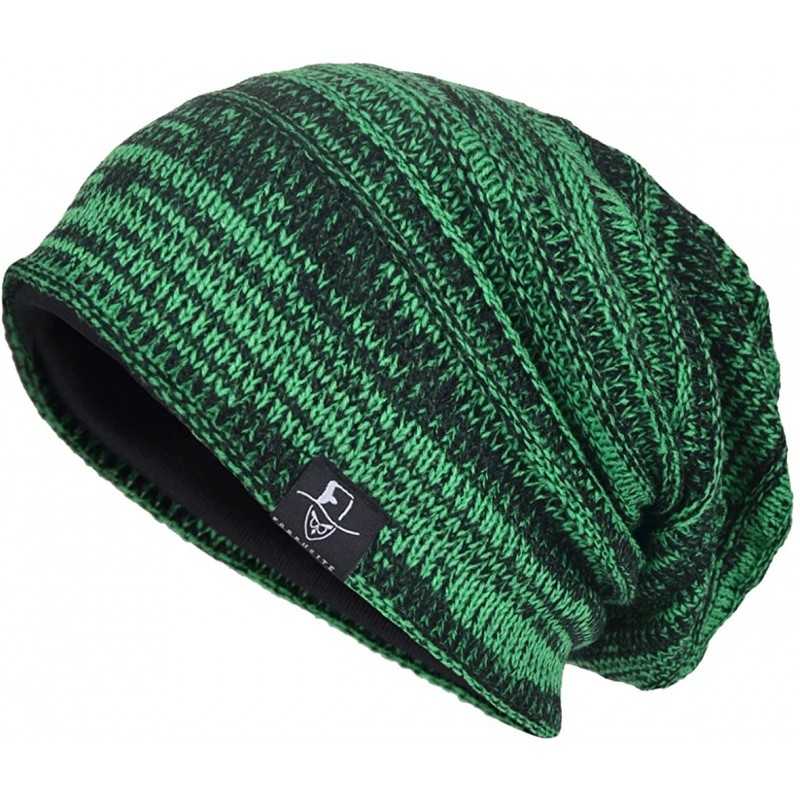 Skullies & Beanies Men's Cool Cotton Beanie Slouch Skull Cap Long Baggy Hip-hop Winter Summer Hat - Twill-brilliant Green - C...