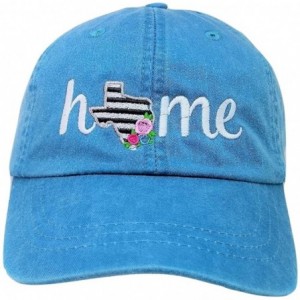 Baseball Caps Texas Home Floral Embroidered Baseball Cap - Teal - CM187KIM4UM $35.09