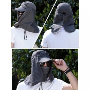 Sun Hats Outdoor Hiking Fishing Hat Protection Cover Neck Face Flap Sun Cap for Men Women - Dark Green - CX18G84GKDZ $13.86