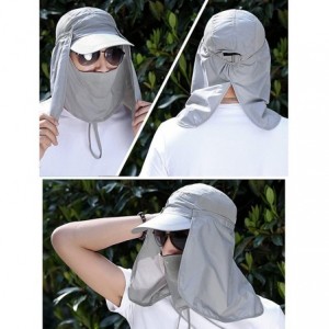 Sun Hats Outdoor Hiking Fishing Hat Protection Cover Neck Face Flap Sun Cap for Men Women - Dark Green - CX18G84GKDZ $23.10