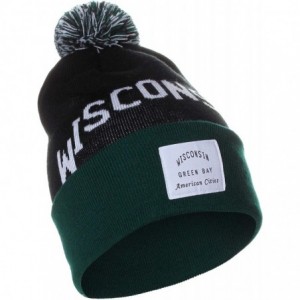 Skullies & Beanies Unisex USA Fashion Arch Cities Pom Pom Knit Hat Cap Beanie - Wisconsin Black Green - CJ12N8YEMS0 $11.86