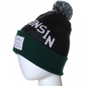 Skullies & Beanies Unisex USA Fashion Arch Cities Pom Pom Knit Hat Cap Beanie - Wisconsin Black Green - CJ12N8YEMS0 $11.86