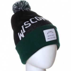 Skullies & Beanies Unisex USA Fashion Arch Cities Pom Pom Knit Hat Cap Beanie - Wisconsin Black Green - CJ12N8YEMS0 $11.86