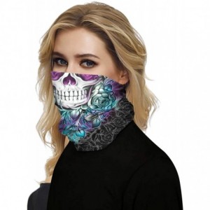 Skullies & Beanies Windproof Face Mask-Balaclava Hood-Cold Weather Motorcycle Ski Mask - Purple Skull - CB197ZKADQO $8.06
