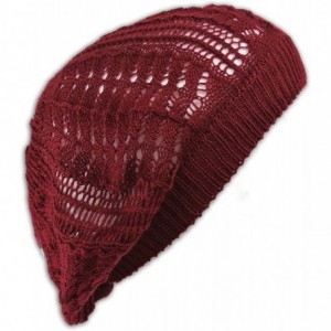 Berets Crochet Beanie Hat Knit Beret Skull Cap Tam - Burgandy - CZ11GLEEKF7 $18.50