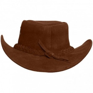 Cowboy Hats Cowboy hat for Men and Women Suede Leather Western Outback Outdoor Aussie Bush hat with Chin Strap - Dark Camel -...