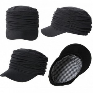 Newsboy Caps 2019 New Womens Newsboy Cabbie Beret Cap Cloche Cotton Painter Visor Hats - 1085_black - CD128KS02KD $17.32