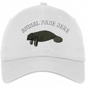 Baseball Caps Custom Low Profile Soft Hat Manatee Embroidery Animal Name Cotton Dad Hat - White - CO18OK539CK $24.04
