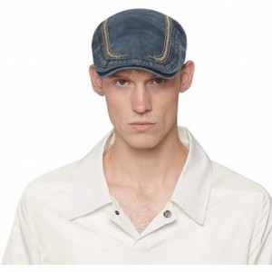 Newsboy Caps Unisex Cadet Army Cap Washed Cotton Twill Military Corps Hat Flat Top Cap - Cowboy Blue - CM18S8QHX94 $10.96