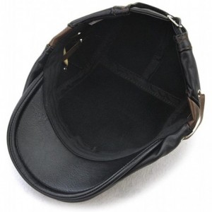 Newsboy Caps PU Leather Beret Hat Casquette Flat Visor Newsboy Cap for Men - Light Coffee - CI187MW3YHG $16.95