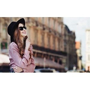 Fedoras Women Lady Vintage Retro Wide Brim Wool Fedora Hat Panama Cap with Belt Buckle - Camel - C118A6A59GW $10.66