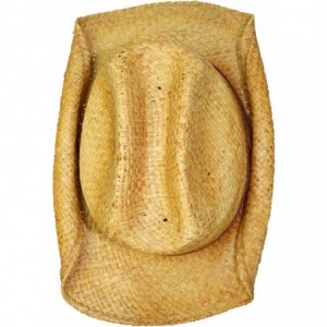 Cowboy Hats Bended Brim Rocker Style Distressed Straw Cowboy Hat with Chin Cord - CC111OSXWFT $23.35