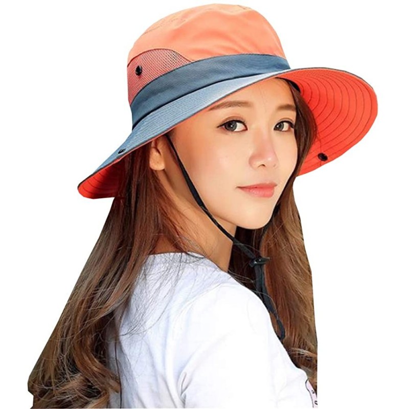 Sun Hats Outdoor UPF 50+ UV Sun Protection Waterproof Breathable Wide Brim Bucket Sun Hat for Men/Women - Orange - C418NZD9G4...