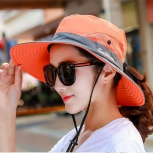 Sun Hats Outdoor UPF 50+ UV Sun Protection Waterproof Breathable Wide Brim Bucket Sun Hat for Men/Women - Orange - C418NZD9G4...