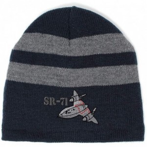 Skullies & Beanies Custom Striped Beanie for Men & Women Sr-71 Aircraft Name Embroidery Acrylic - Navy - C118A7L3ADW $17.30