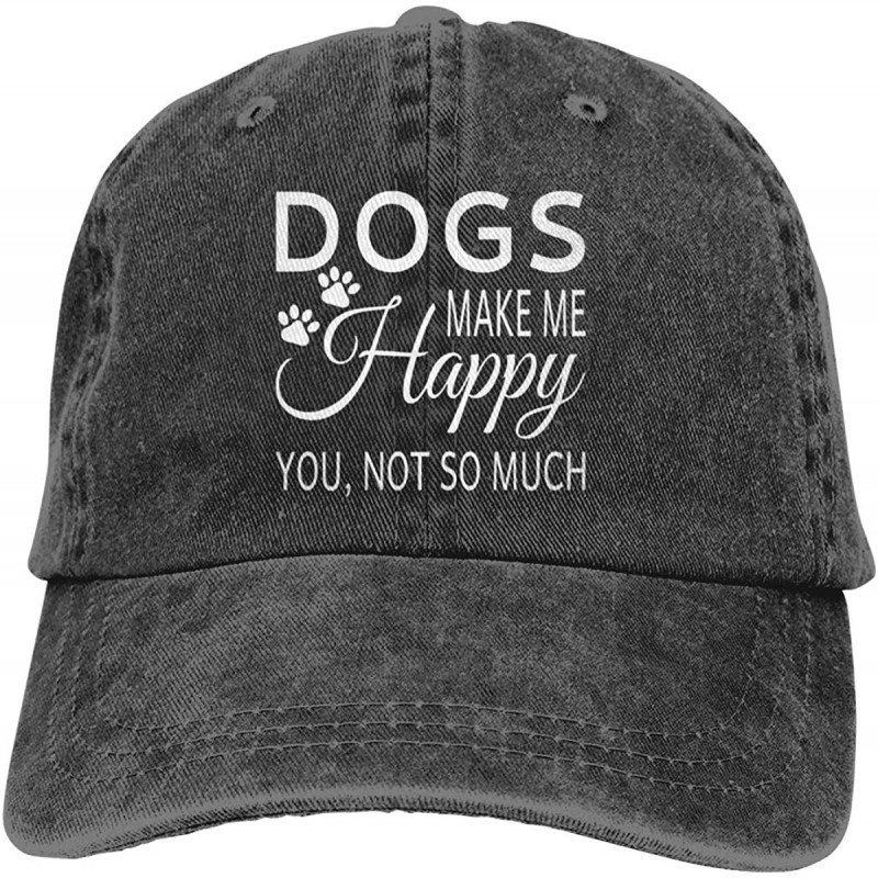 Baseball Caps Women Denim Hats Dogs Make Me Happy You Not So Much Baseball Caps Adjustable - Black - CR18NAR39XS $12.57