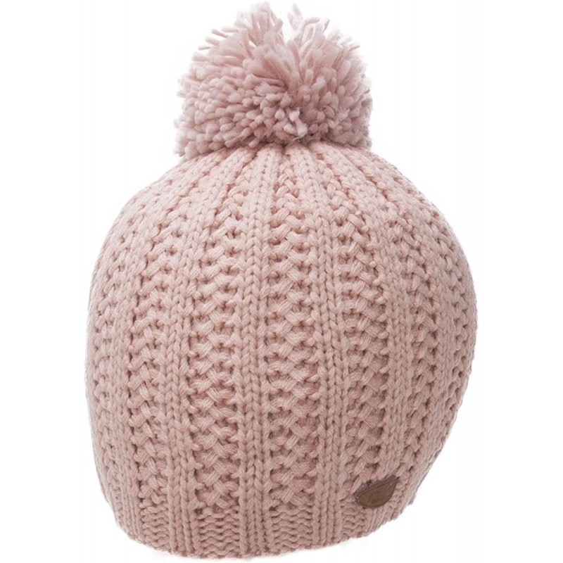 Skullies & Beanies Thick Acrylic Knitted Beanie w/Pom - Rose - CK11QA0U799 $8.77