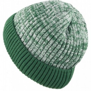 Skullies & Beanies Ribbed Knit Beanie Warm Thick Fleece Lined Hat Winter Skull Cap Extra Warmth (Dark Green) - CZ18KCOC8U5 $1...