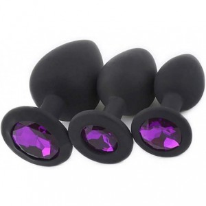 Headbands 3 Pcs 3 Size Silicone Plugs Set and Multicolor Rainbow Fox Tail Cosplay Costume Toys - Purple - CZ18Q4WKQC0 $26.04