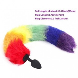 Headbands 3 Pcs 3 Size Silicone Plugs Set and Multicolor Rainbow Fox Tail Cosplay Costume Toys - Purple - CZ18Q4WKQC0 $26.04