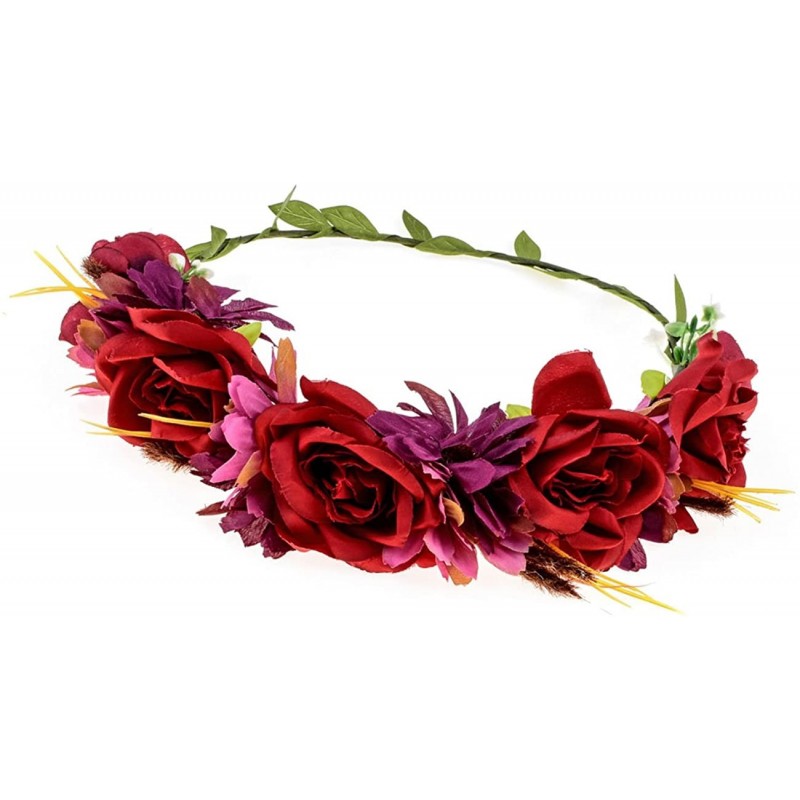 Headbands Maternity Woodland Photo Shoot Peony Flower Crown Hair Wreath Wedding Headband BC44 - Style 6 Burgundy Rose - CC186...
