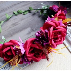 Headbands Maternity Woodland Photo Shoot Peony Flower Crown Hair Wreath Wedding Headband BC44 - Style 6 Burgundy Rose - CC186...