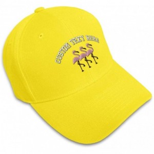 Baseball Caps Custom Baseball Cap Pink Flamingos Embroidery Acrylic Dad Hats for Men & Women - Yellow - CX18SDA4UR6 $19.80