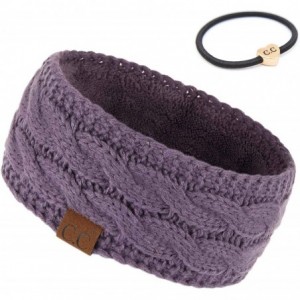 Cold Weather Headbands Winter Fuzzy Fleece Lined Thick Knitted Headband Headwrap Earwarmer(HW-20)(HW-33) - Violet (With Ponyt...