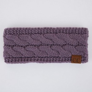 Cold Weather Headbands Winter Fuzzy Fleece Lined Thick Knitted Headband Headwrap Earwarmer(HW-20)(HW-33) - Violet (With Ponyt...