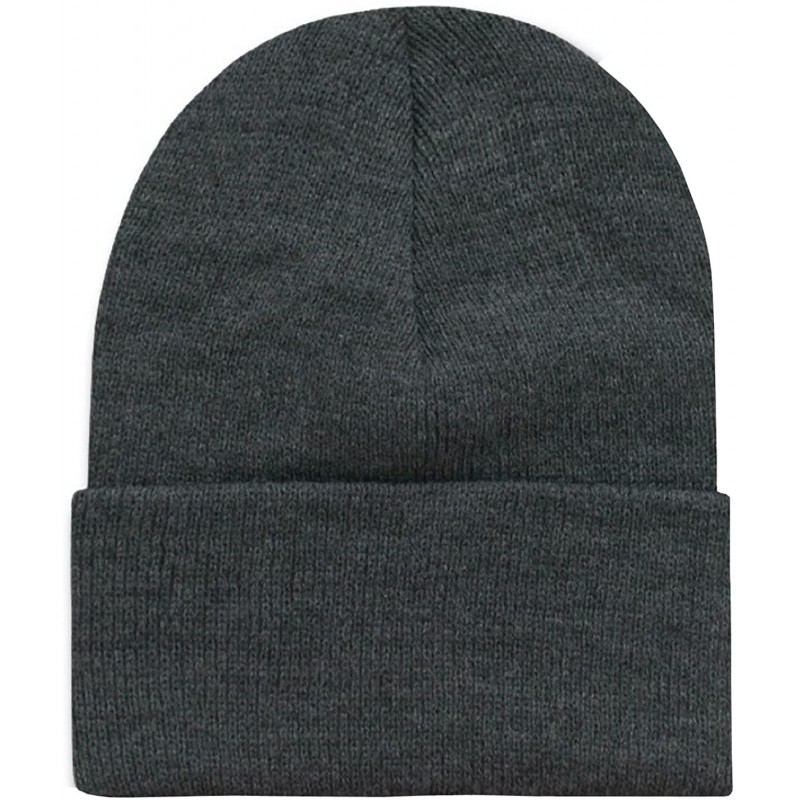 Skullies & Beanies Long Cuffed Blank - Charcoal - CU1203UC7DL $9.90