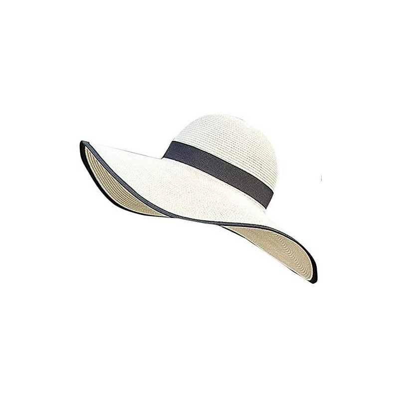 Sun Hats Womens' Foldable Sun Hat Wide Brim Fedora Straw Beach Hat UV UPF 50 for Summer - C218TRZ4YMN $10.46