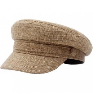 Newsboy Caps Linen Sailor Captain Caps Fiddle Skippers Breton Cap Newsboy - Khaki - CL18R6AN2KR $8.03