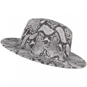 Fedoras Womens Wool Felt Snakeskin Fedora Hats Wide Brim Trilby Panama Hat with Band - White - CO1942KL63S $9.18
