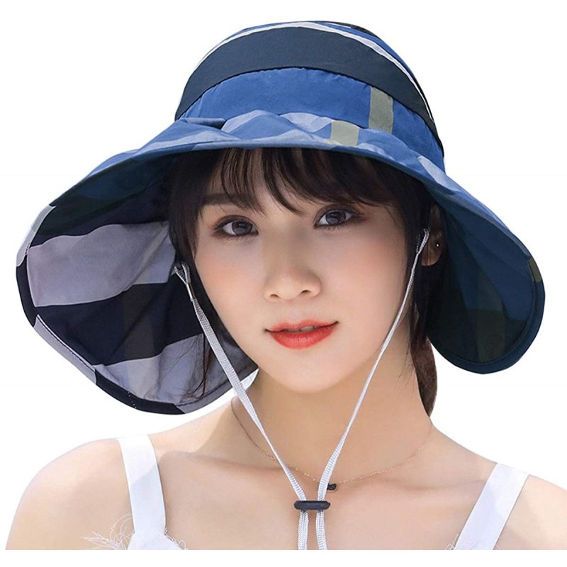 Sun Hats Women Visor Sun Hats Tennis Open Top Wide Brim Adjustable Summer Beach Cap Pool Golf UV Protection - M9095-blue - C9...