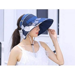 Sun Hats Women Visor Sun Hats Tennis Open Top Wide Brim Adjustable Summer Beach Cap Pool Golf UV Protection - M9095-blue - C9...