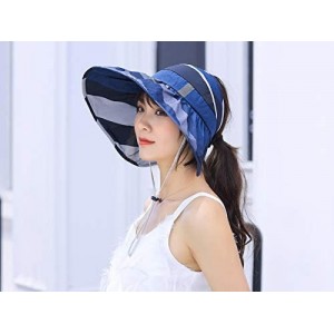 Sun Hats Women Visor Sun Hats Tennis Open Top Wide Brim Adjustable Summer Beach Cap Pool Golf UV Protection - M9095-blue - C9...