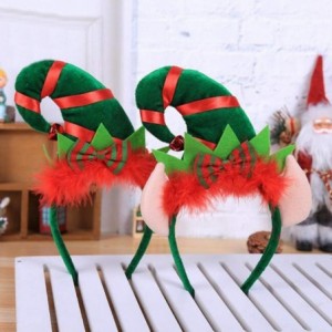 Headbands Christmas Headband Hair Hoop Elf Hat Headbands Holiday Party Headwear Santa Fashion Elf Hair Band 2Pcs - CV18XLWL80...