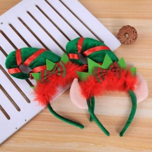 Headbands Christmas Headband Hair Hoop Elf Hat Headbands Holiday Party Headwear Santa Fashion Elf Hair Band 2Pcs - CV18XLWL80...