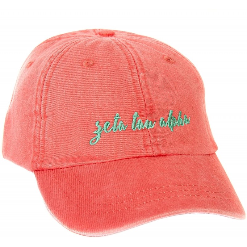 Baseball Caps Zeta Tau Alpha (N) Sorority Baseball Hat Cap Cursive Name Font ZTA - Coral - CD188UCCLDY $20.17