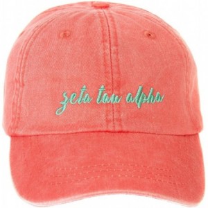 Baseball Caps Zeta Tau Alpha (N) Sorority Baseball Hat Cap Cursive Name Font ZTA - Coral - CD188UCCLDY $20.17