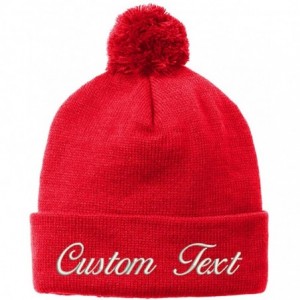 Skullies & Beanies Stc37 Custom Customized Pom Pom Solid Winter Beanie Hats - Red - CJ18XUQMRE7 $30.33