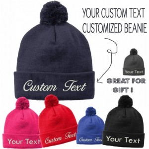 Skullies & Beanies Stc37 Custom Customized Pom Pom Solid Winter Beanie Hats - Red - CJ18XUQMRE7 $16.85