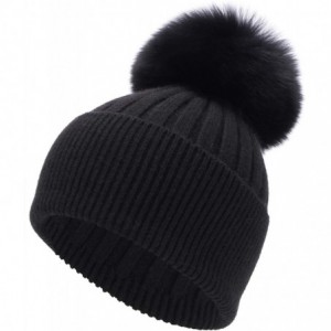 Skullies & Beanies Cashmere Cuffed Stocking - Black - C618ZT8L63D $30.94